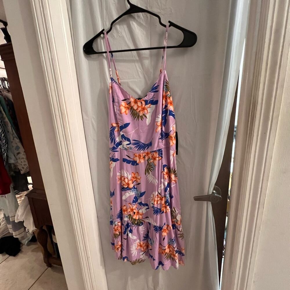 Ana purple floral smocked back sun dress size s